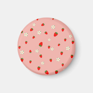 Erdbeeren und Blume Muster Magnet
