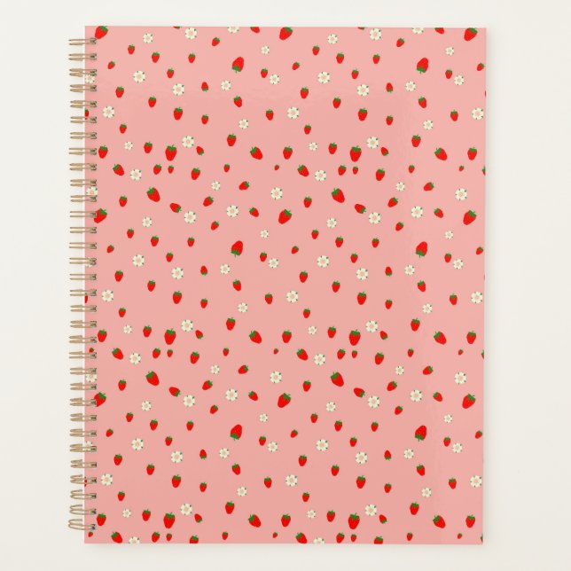 Erdbeeren und Blume Muster Planer (Vorderseite)