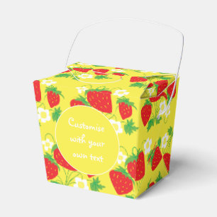 Erdbeeren und Blumen Gelber benutzerdefinierter Te Geschenkschachtel