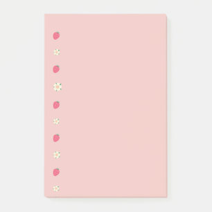 Erdbeeren- und Blumenmuster Post-it Klebezettel