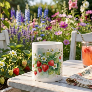 Erdbeeren und Blüten Spezialtasse Jumbo-Tasse