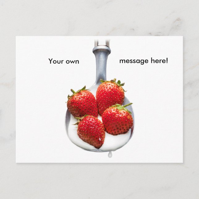 Erdbeeren und Creme Postkarte (Vorderseite)