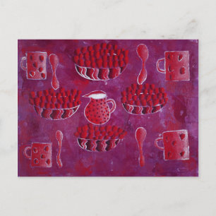 Erdbeeren und Cremefarben Postkarte