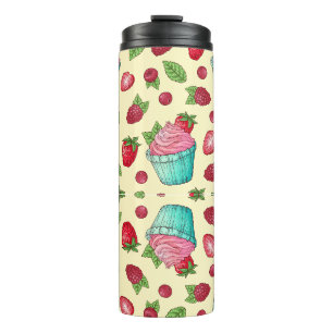 Erdbeeren und Cupcakes Thermosbecher