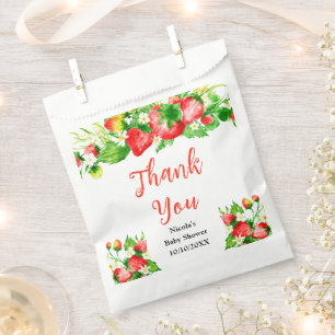 Erdbeeren und Gänseblümchen Baby Shower Dankeschön Geschenktütchen
