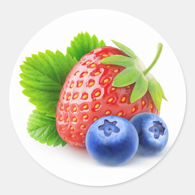 Erdbeeren und Heidelbeeren Runder Aufkleber (Vorderseite)