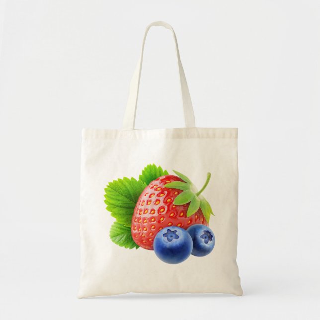 Erdbeeren und Heidelbeeren Tragetasche (Vorne)