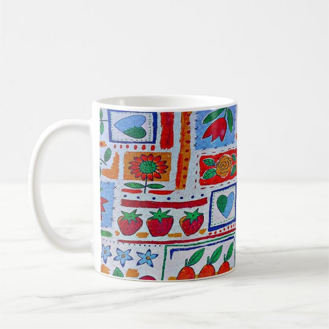 Erdbeeren und Herz-Tasse Kaffeetasse (Links)