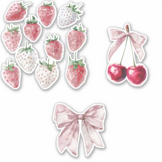 Erdbeeren und Kirschen Aufkleber (Vorderseite)