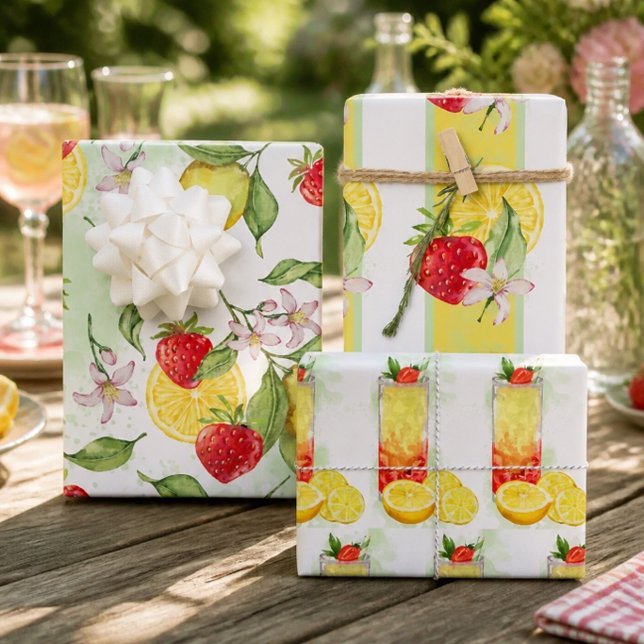 Erdbeeren und Lemon Wrapping Paper Geschenkpapier Set (Von Creator hochgeladen)
