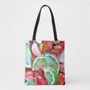 Erdbeeren und Limetten Lebensmittel Tasche