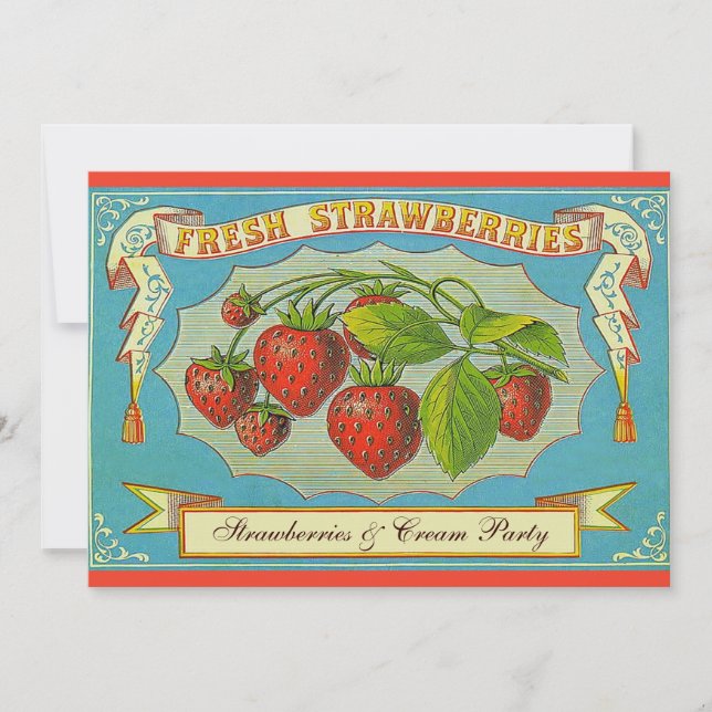 Erdbeeren und Party Einladung (Vorderseite)