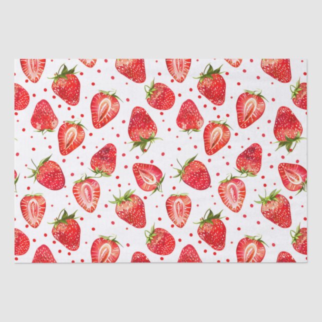 Erdbeeren und Punktmuster Seidenpapier (Vorderseite)