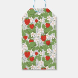 Erdbeeren und rosa und weiße Blume Geschenkanhänger