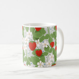 Erdbeeren und rosa und weiße Blume Kaffeetasse