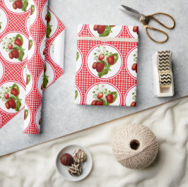 Erdbeeren und Roter Gingham Geschenkpapier