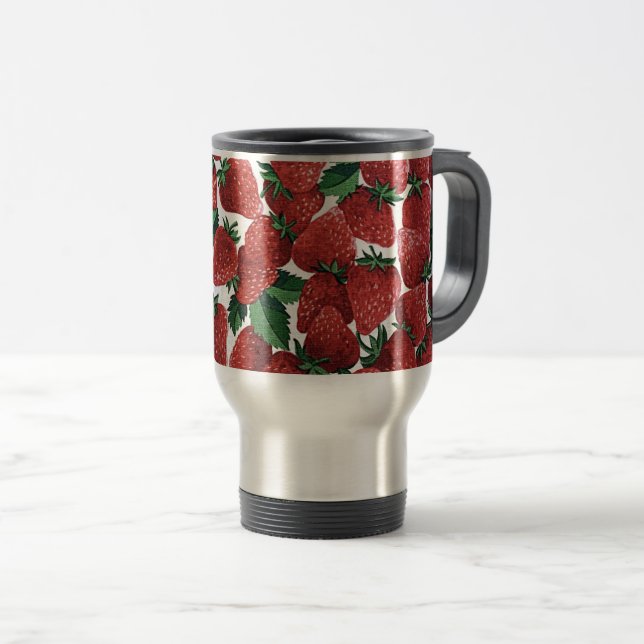 Erdbeeren und Sahne Reisebecher (VorderseiteRechts)