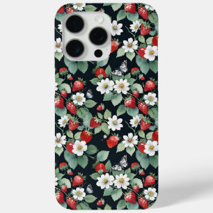 Erdbeeren und Schmetterlinge schwarz Case-Mate iPhone Hülle