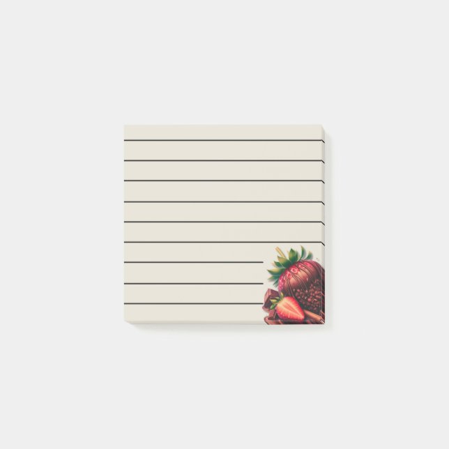 Erdbeeren und Schokolade (Linien) Post-it Klebezettel (Vorderseite)