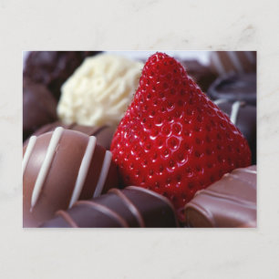 Erdbeeren und Schokolade Postkarte