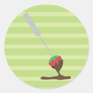 Erdbeeren und Schokoladenfondue Runder Aufkleber