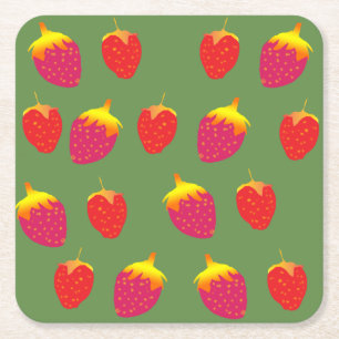 Erdbeeren-Untersetzer Rechteckiger Pappuntersetzer