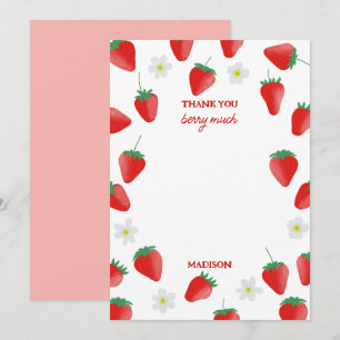 Erdbeeren Vielen Dank Berry Much Strawberry Thema Dankeskarte