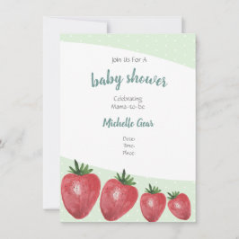 Erdbeeren Wasserfarbe Handgestrichen auf Minze