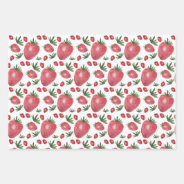 Erdbeeren Wasserfarbe Handgestrichen auf Minze Geschenkpapier Set