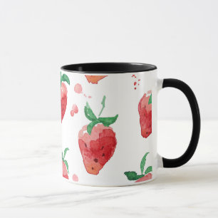 Erdbeeren Wasserfarbe Rosa und Rot gestrichene Bee Tasse