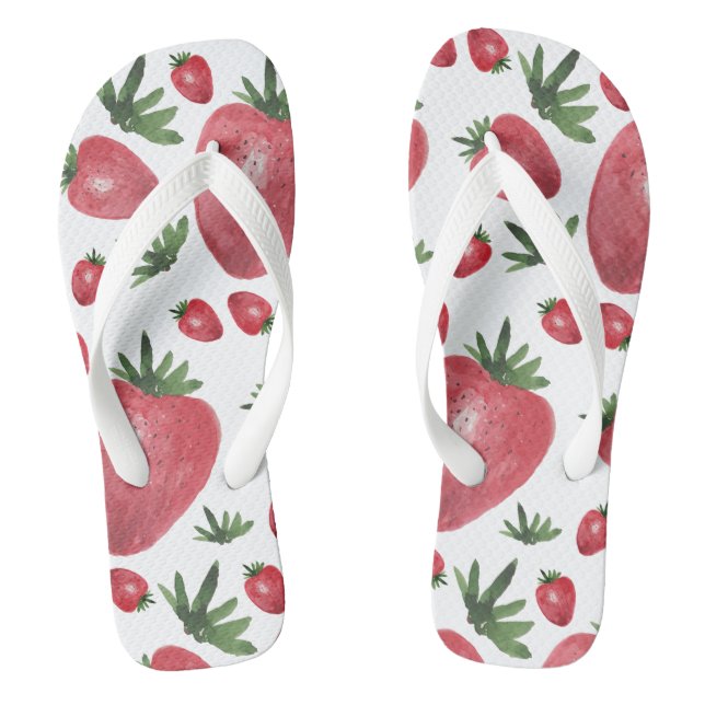 Erdbeeren Wasserfarben Handgestrichen Flip Flops (Fußbett)