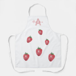 Erdbeeren Wasserfarben Handgestrichen Mit Monogram Schürze