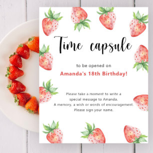 Erdbeeren Zeitkapsel 1. Geburtstag Poster