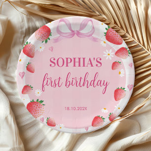 Erdbeeren zum ersten Geburtstag Pappteller