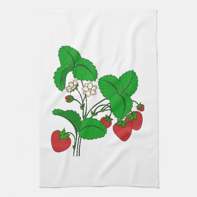 Erdbeeren zum Frühstück Geschirrtuch (Vertikal)