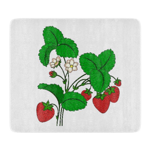 Erdbeeren zum Frühstück Schneidebrett (Vorderseite)