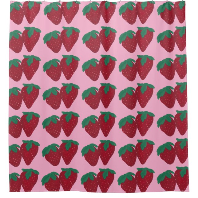Erdbeeren Zwei Erdbeeren Früchte Duschvorhänge Duschvorhang (Vorderseite)