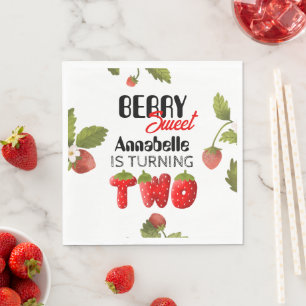 Erdbeeren Zweiter Geburtstag Serviette