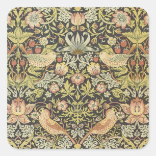 Erdbeerendiebe William Morris Antik-Muster Quadratischer Aufkleber