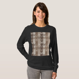 Erdbeerfalter-Streifen-Design in neutralem Tan T-Shirt