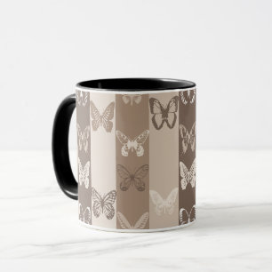 Erdbeerfarbener neutraler Schmetterlings-Streifen- Tasse