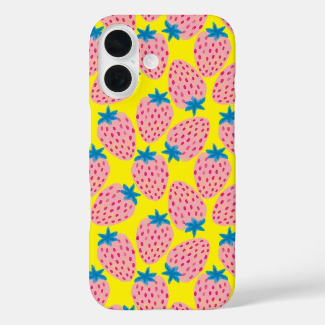 Erdbeerfeld gelb iPhone 16 hülle (Rückseite)