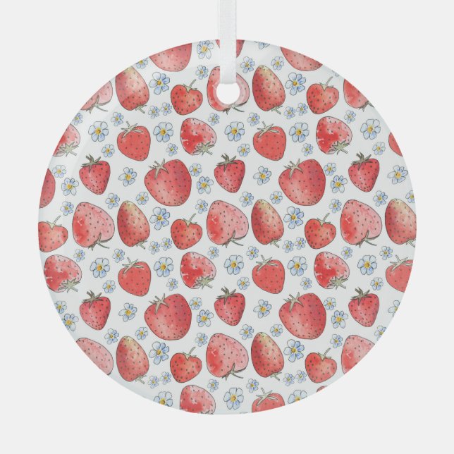 Erdbeerfelder: Sommerfrischheit Ornament Aus Glas (Vorderseite)