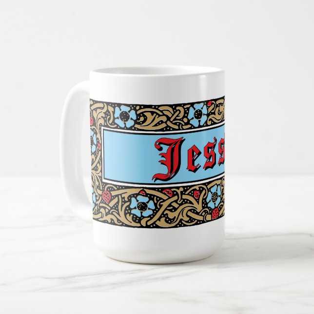 Erdbeerfrucht-Blütenlaub Kaffeetasse (Vorderseite Links)