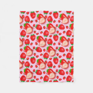 Erdbeerfrüchte im rosa Muster Fleecedecke