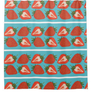 Erdbeerfrüchte: Nahtlose Wiederholung Muster. Duschvorhang