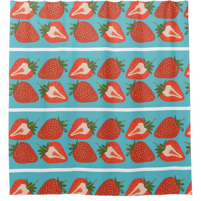 Erdbeerfrüchte: Nahtlose Wiederholung Muster. Duschvorhang (Vorderseite)