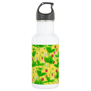 Erdbeergarten auf gelb edelstahlflasche