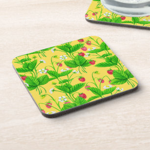 Erdbeergarten auf gelb getränkeuntersetzer