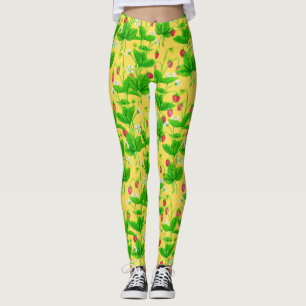 Erdbeergarten auf gelb leggings